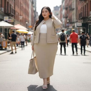 Bigissimo - Viviane One Set Sweater | Atasan Wanita One Set Cardi Rok Knit Big Size Jumbo