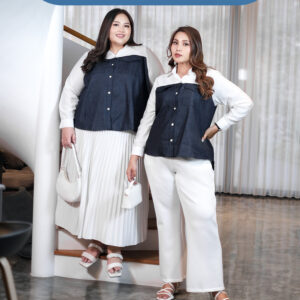 Bigissimo In Cotton - Bonie Top Blouse | Atasan Wanita Top Blouse Kemeja Polos Denim Big Size Jumbo