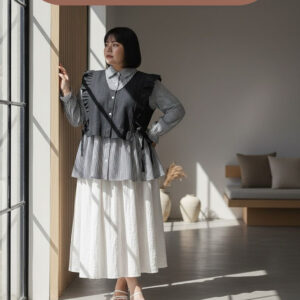 Bigissimo In Cotton - Marcia Blouse | Atasan Wanita Blouse Stripe Korean Look Big Size jumbo