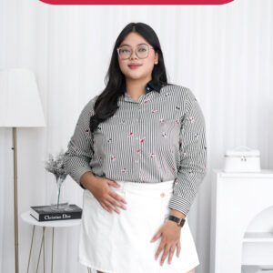 Bigissimo - Oriel Shirt | Atasan Wanita Kemeja Katun Stripe Big Size Jumbo