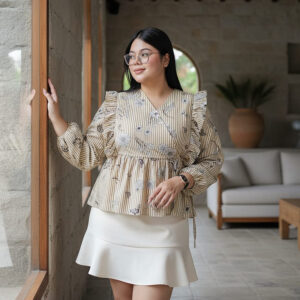 Bigissimo - Cheriz Top | Atasan Wanita Blouse Katun Stripe Big Size Jumbo