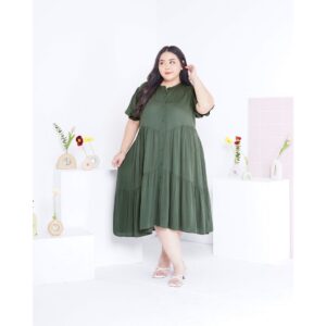 Bigissimo - Aluna Midi Dress Tunik | Atasan Wanita Tunik Midi Dress Polos Big Size Jumbo