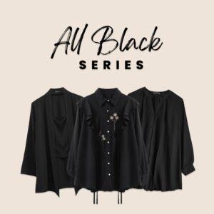 Bigissimo - All Black Series Blouse Shirt | Atasan Wanita Blouse Kemeja Serba Hitam Big Size Jumbo LD 130