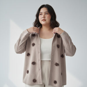 Bigissimo - Sevila Flower Plop Outer | Atasan Wanita Cardi Knit Big Size Jumbo