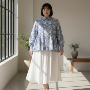 Bigissimo In Cotton - Magnolia Top Blouse | Atasan Wanita Top Blouse Katun Stripe Floral Big Size Jumbo