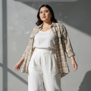 Bigissimo In Cotton - Megy Flannel Blouse | Atasan Wanita Flanel Blouse Casual Bigsize Jumbo