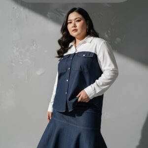 Bigissimo In Cotton - Bonie Top Blouse | Atasan Wanita Top Blouse Kemeja Polos Denim Big Size Jumbo