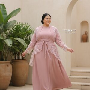 Bigissimo Lebaran Eid Raya Series - Ophelia Set Dress | Setelan Wanita Dress dan Outer Brukat Premium Big Size Jumbo