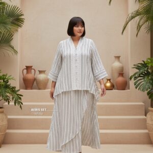 Bigissimo Lebaran Eid Raya Series - Aeris Set | Setelan Wanita Stripes Premium Big Size Jumbo